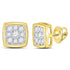 14K Yellow Gold Round Diamond Square Cluster Stud Earrings 1/2 Cttw - Gold Americas