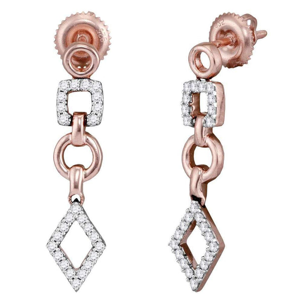 14K Rose Gold Round Diamond Geometric Dangle Earrings 1/3 Cttw - Gold Americas
