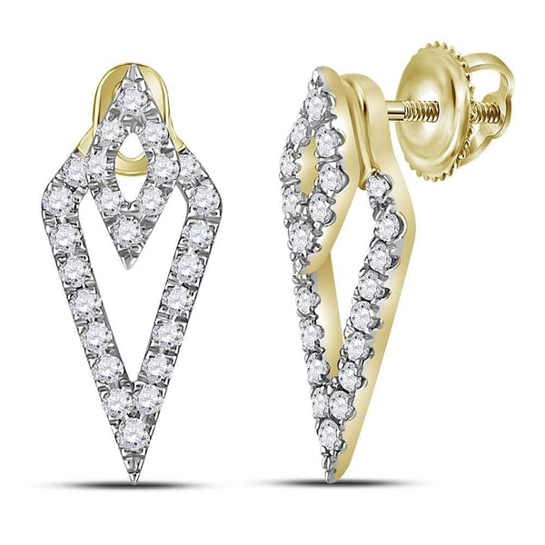 Gold Round Diamond Triangle Fashion Earrings