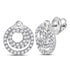 14K White Gold Round Diamond Circle Stud Earrings 1/2 Cttw