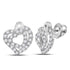 14K White Gold Round Diamond Heart Stud Earrings 1/3 Cttw