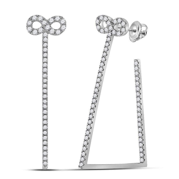 14K White Gold Round Diamond Infinity Trapezoid Hoop Earrings 3/4 Cttw - Gold Americas