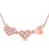 14K Rose Gold Womens Round Diamond Triple Heart Pendant Necklace 1/10 Cttw