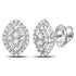 14K White Gold Round Baguette Diamond Oval Cluster Earrings 1/3 Cttw - Gold Americas