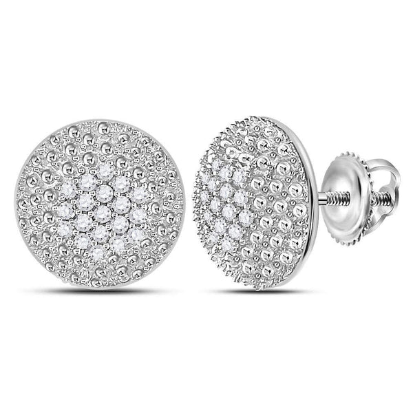14K White Gold Round Diamond Circle Cluster Stud Earrings 1/4 Cttw - Gold Americas