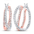 14K Two-tone Gold Round Diamond 2-Row Inside Out Hoop Earrings 1/2 Cttw - Gold Americas