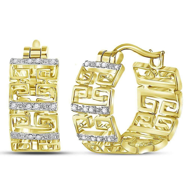 14K Yellow Gold Round Diamond Huggie Earrings 1/10 Cttw - Gold Americas