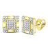 14K Yellow Gold Mens Round Diamond Square Cluster Stud Earrings 1/6 Cttw - Gold Americas