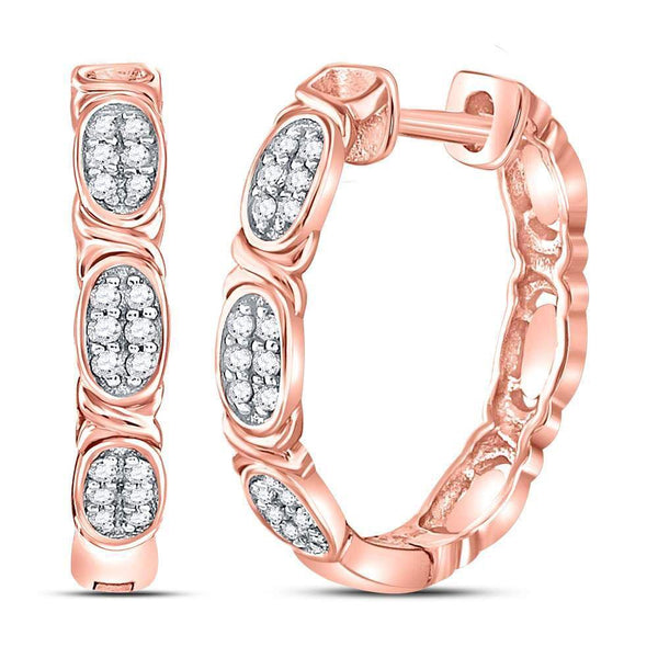 14K Rose Gold Round Diamond Hoop Earrings 1/5 Cttw - Gold Americas