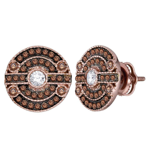 14K Rose Gold Round Enhanced Diamond Stud Earrings 5/8 CTT
