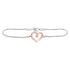 Sterling Silver Diamond Rose-tone Heart Bracelet 1/12 Cttw