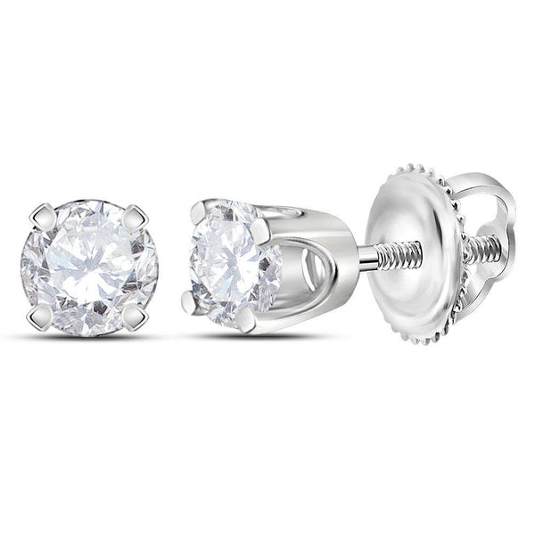 14K White Gold Unisex Round Diamond Solitaire Stud Earrings 1/4 Cttw - Gold Americas