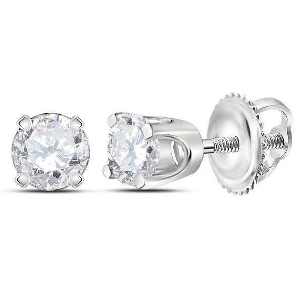 14K White Gold Unisex Round Diamond Solitaire Stud Earrings 1/4 Cttw - Gold Americas