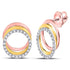 10K Tri-Tone Gold Round Diamond Circle Stud Earrings 1/5 Cttw - Gold Americas