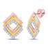 10K Tri-Tone Gold Round Diamond Diagonal Square Stud Earrings 1/6 Cttw - Gold Americas