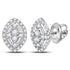 10K White Gold Round Diamond Oval Cluster Earrings 1/3 Cttw - Gold Americas