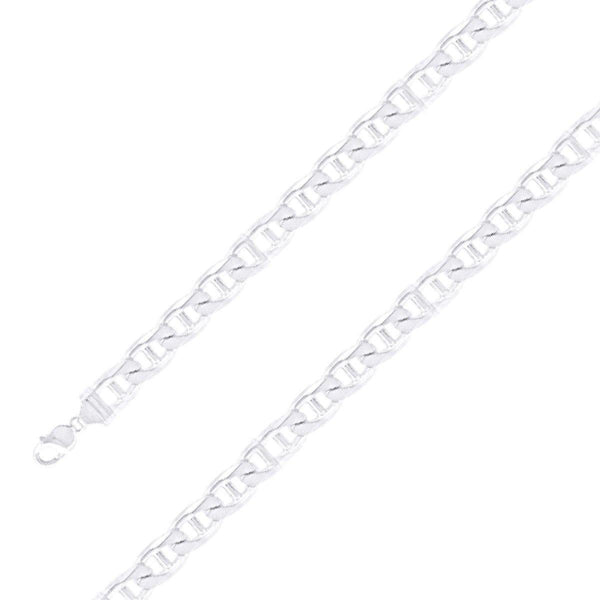 925 Sterling 11mm Silver Classic Mariner Chain Size- 8" - Gold Americas