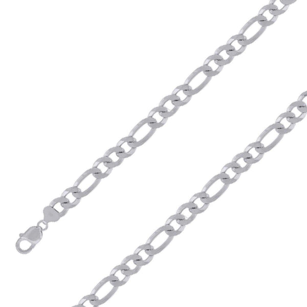 925 Sterling 11mm Silver Rhodium Plated Figaro Chain Size- 8" - Gold Americas