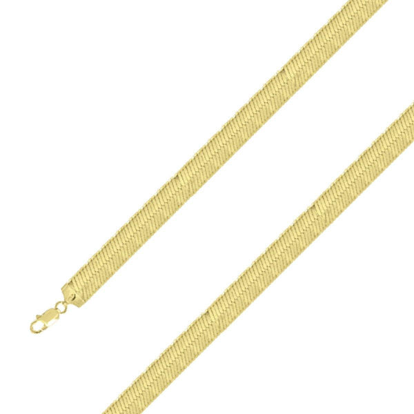 925 Sterling Silver 11mm Gold Plated Herring Bone Chain Size- 8" - Gold Americas