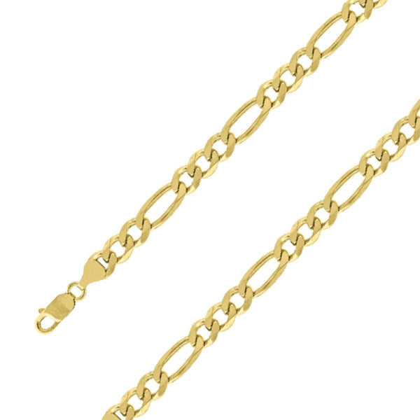 14k Yellow Gold Plated 11mm Silver Figaro Chain Size- 8" - Gold Americas
