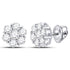 14K White Gold Round Diamond Flower Cluster Earrings 2.00 Cttw - Gold Americas