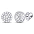 14K White Gold Round Diamond Circle Frame Cluster Earrings 1.00 Cttw - Gold Americas