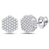 14K White Gold Mens Round Diamond Hexagon Cluster Stud Earrings 1.00 Cttw - Gold Americas