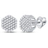 14K White Gold Mens Round Diamond Hexagon Cluster Stud Earrings 1/2 Cttw - Gold Americas