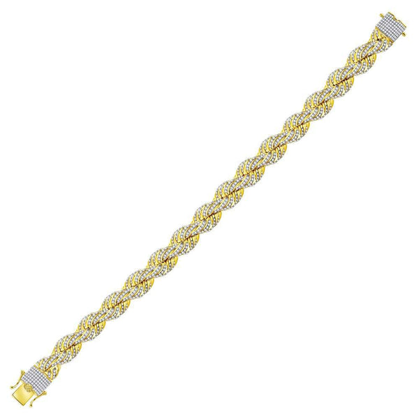 10K Yellow Gold Mens Diamond Rope Chain Bracelet 8-5/8 Cttw