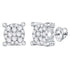 14K White Gold Round Diamond Corner Cluster Earrings 1/2 Cttw - Gold Americas