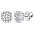 14K White Gold Round Diamond Square Frame Cluster Earrings 1/2 Cttw - Gold Americas