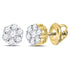 14K Yellow Gold Round Diamond Flower Cluster Earrings 3/4 Cttw - Gold Americas