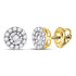 14K Yellow Gold Round Diamond Circle Frame Stud Earrings 1/4 Cttw
