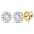 14K Yellow Gold Round Diamond Circle Frame Stud Earrings 1/2 Cttw