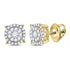 14K Yellow Gold Round Diamond Circle Frame Cluster Earrings 1/2 Cttw - Gold Americas