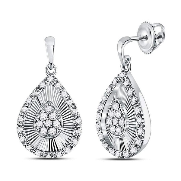 10K White Gold Round Diamond Teardrop Dangle Earrings 1/3 Cttw - Gold Americas