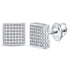 10K White Gold Mens Round Diamond Square Cluster Stud Earrings 1/5 Cttw - Gold Americas