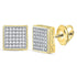 10K Yellow Gold Mens Round Diamond Square Cluster Stud Earrings  Cttw - Gold Americas