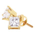 14K Yellow Gold Princess Diamond Solitaire Stud Earrings 1.00 Cttw - Gold Americas