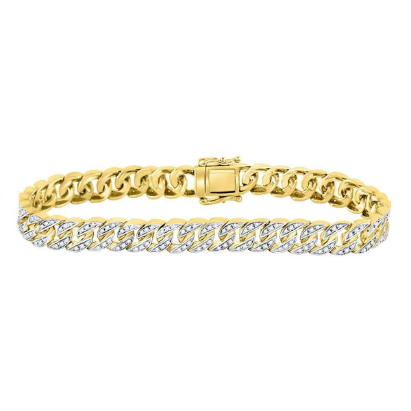 10K Yellow Gold Mens Diamond Cuban Link Bracelet 1-1/2 Cttw