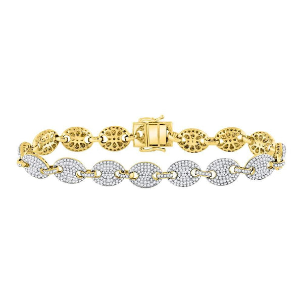 10K Yellow Gold Mens Diamond Gucci Link Fashion Bracelet 6.00 Cttw