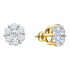14K Yellow Gold Round Diamond Large Flower Cluster Stud Earrings 1-1/2 Cttw - Gold Americas