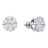 14K White Gold Round Diamond Flower Cluster Screwback Stud Earrings 2.00 Cttw - Gold Americas