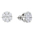 14K White Gold Round Diamond Flower Cluster Screwback Stud Earrings 2.00 Cttw - Gold Americas