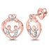 Rose Gold Round Diamond Mother Child Heart Stud Earrings 