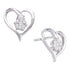 10K White Gold Round Diamond Cluster Heart Screwback Earrings 1/6 Cttw - Gold Americas
