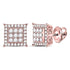 14K Rose Gold Round Diamond Square Cluster Stud Earrings 1/2 Cttw - Gold Americas