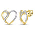 10K Yellow Gold Round Diamond Heart Stud Earrings 1/6 Cttw
