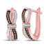 10K Rose Gold Round Brown Color Enhanced Diamond Bound Double Row Hoop Earrings 1/5 Cttw - Gold Americas