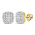 10K Yellow Gold Round Diamond Square Frame Cluster Earrings 1/4 Cttw - Gold Americas